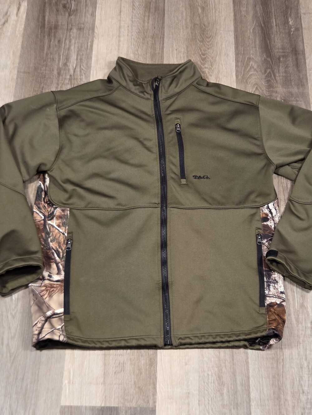 TAG Camo Outdoor Safari Clothing  Men Medium Jacket Full Zip Hunting Brown